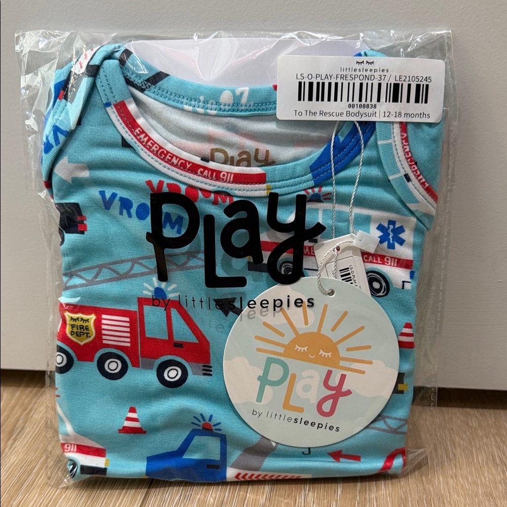 Little Sleepies Teal Rescue Print Bodysuit